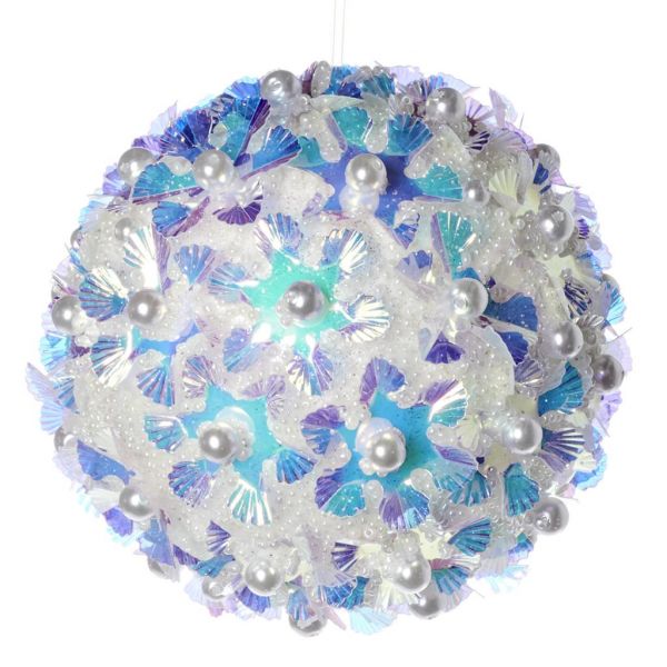 Елочный шар жемчужный шар с цветами мультиколор 10 см AL 71242 GOODWILL