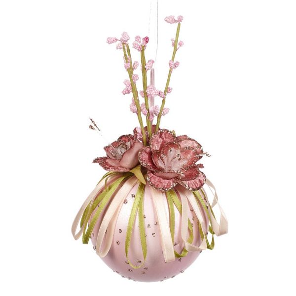Елочный шар с искусственными цветами 10 см BR 37118 GOODWILL