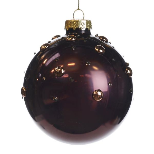 Глянцевый елочный шар с 3D эффектом бусины 8 см I 41414 GOODWILL