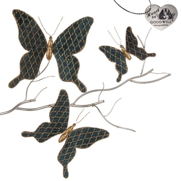 Набор елочных украшений 3 бабочки с узорчатыми крылышками 23 см J 63112 GOODWILL