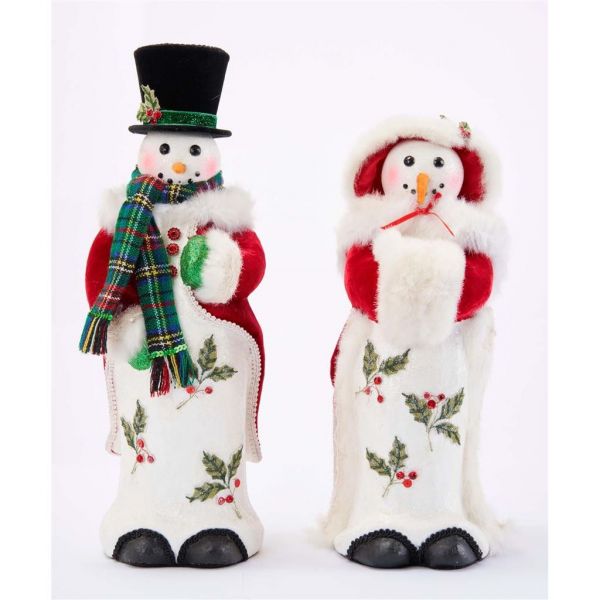 Новогодний декор снеговик в праздничном наряде 37 см KC 28-028795 KATHERINE`S COLLECTION