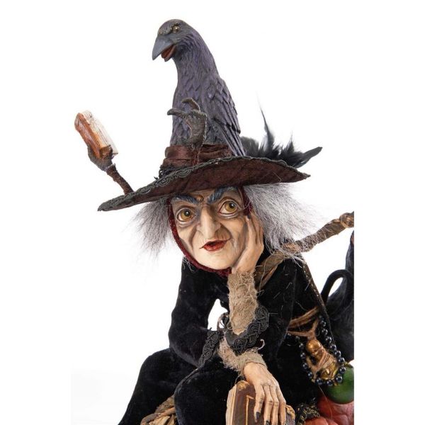 Кукла ведьма с метлой сидящая на тыкве 41 см KC 28-128159 KATHERINE`S COLLECTION