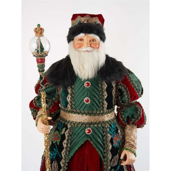 Кукла Санта Клаус с посохом на подставке 88 см KC 28-128164 KATHERINE`S COLLECTION