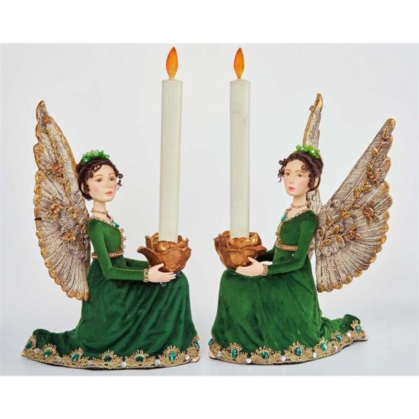 Куклы феи подсвечники в зеленых платьях 29 см KC 28-128229 KATHERINE`S COLLECTION