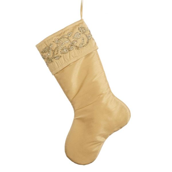 Золотой новогодний носок 51 см L 32049 GOODWILL