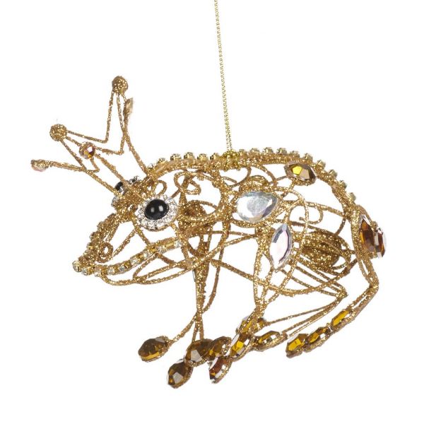 Елочное украшение золотая принцесса-лягушка со стразами 11 см MO 93004 GOODWILL