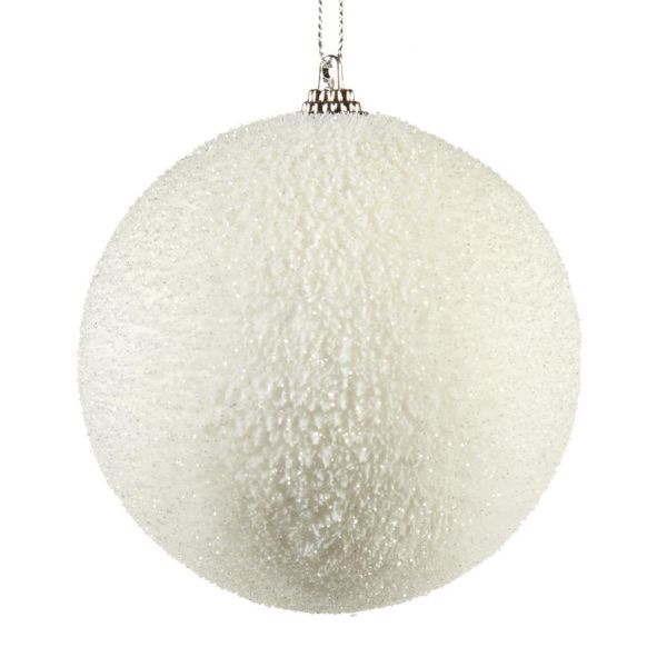 Елочный шар белый снежок 10 см PB 50016 GOODWILL