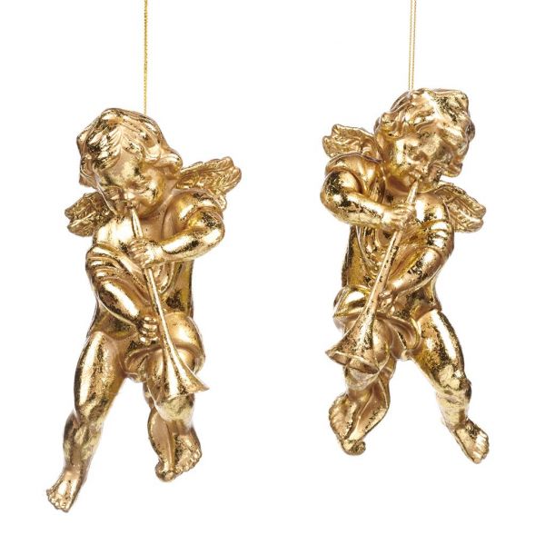 Набор елочных украшений 2 ангелочка в золотом металле 24 см TR 23272 GOODWILL