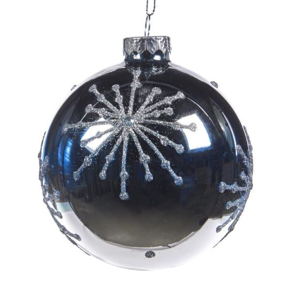 Елочный шар синий с серебряным декором 10 см TR 26275 GOODWILL