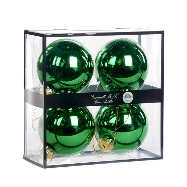 Набор 4 елочных шара глубокого зеленого цвета 10 см UG 60035 GOODWILL