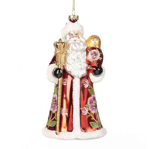 Елочное украшение русский Дед Мороз с матрешкой 21 см YA 92319 GOODWILL
